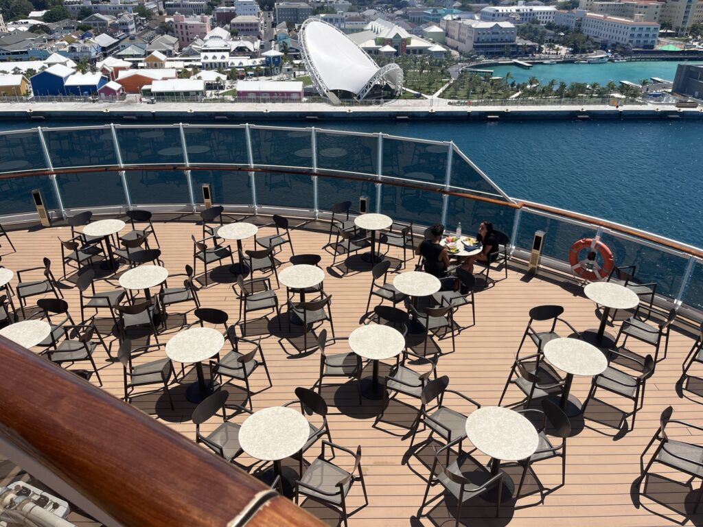 Unshaded seating on MSC Seascape