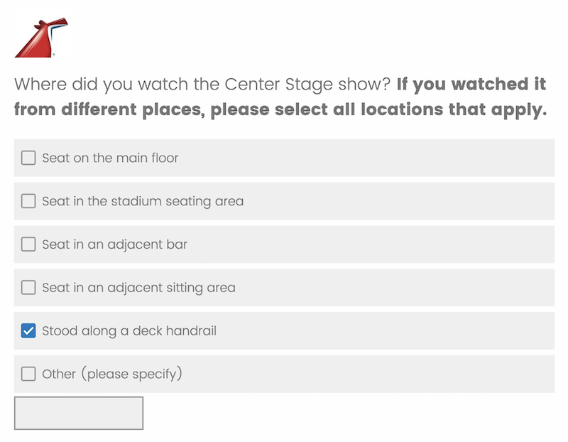 Carnival Central Stage Survey