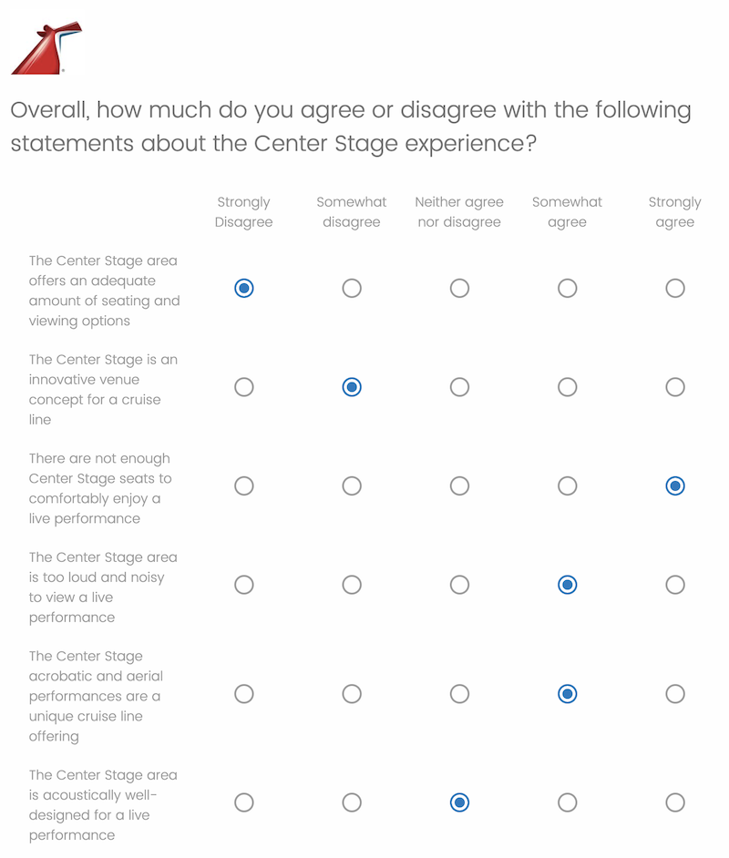 Carnival Central Stage Survey