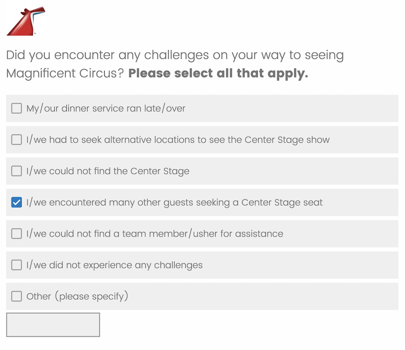 Carnival Central Stage Survey