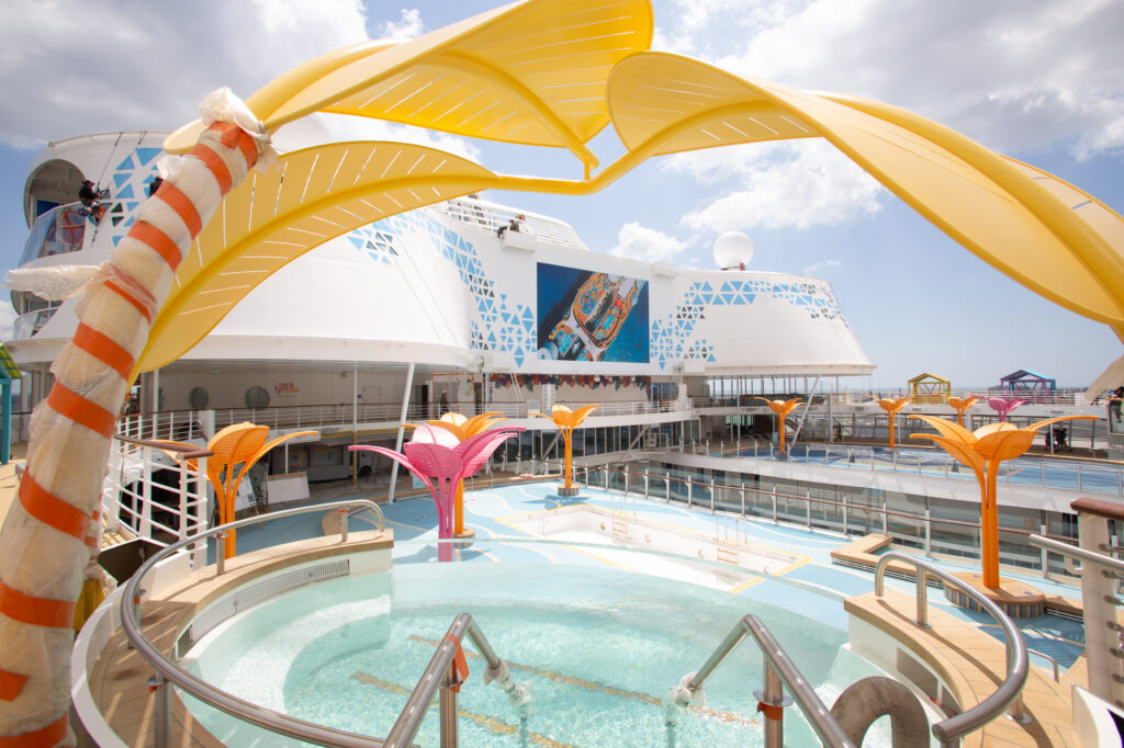 A sneak peek at the pool deck on the new Utopia of the Seas