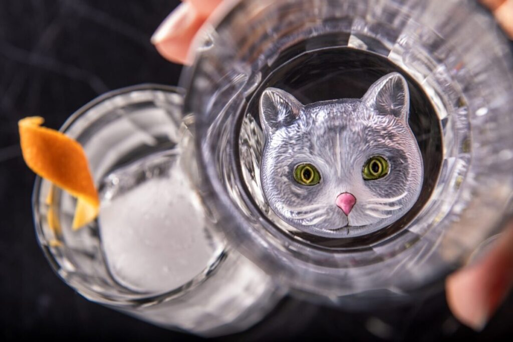 A Cat-themed Glass from Scat Cat Lounge on Disney Treasure