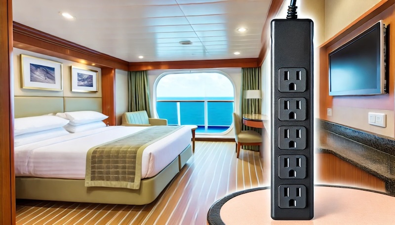 A power strip without a surge protector is generally acceptable to use on most cruise lines.