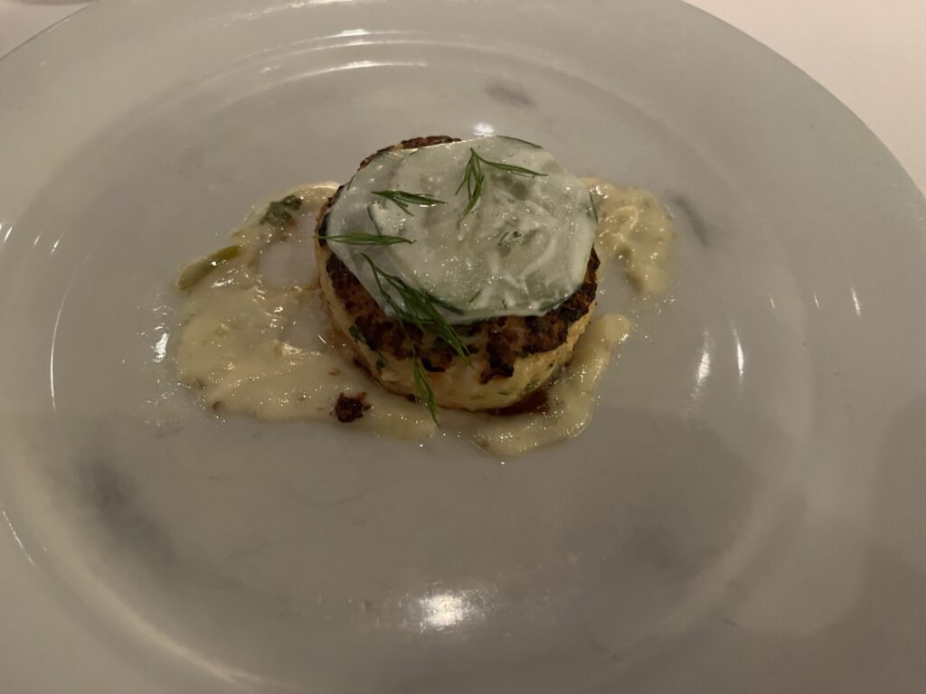 Shrimp Cake appetizer from the main dining room on Norwegian Sky