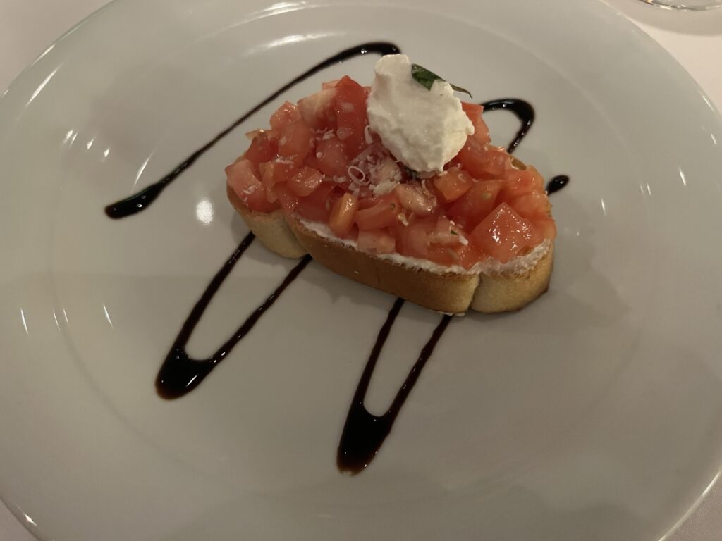 Bruschetta from the main dining room on Norwegian Sky