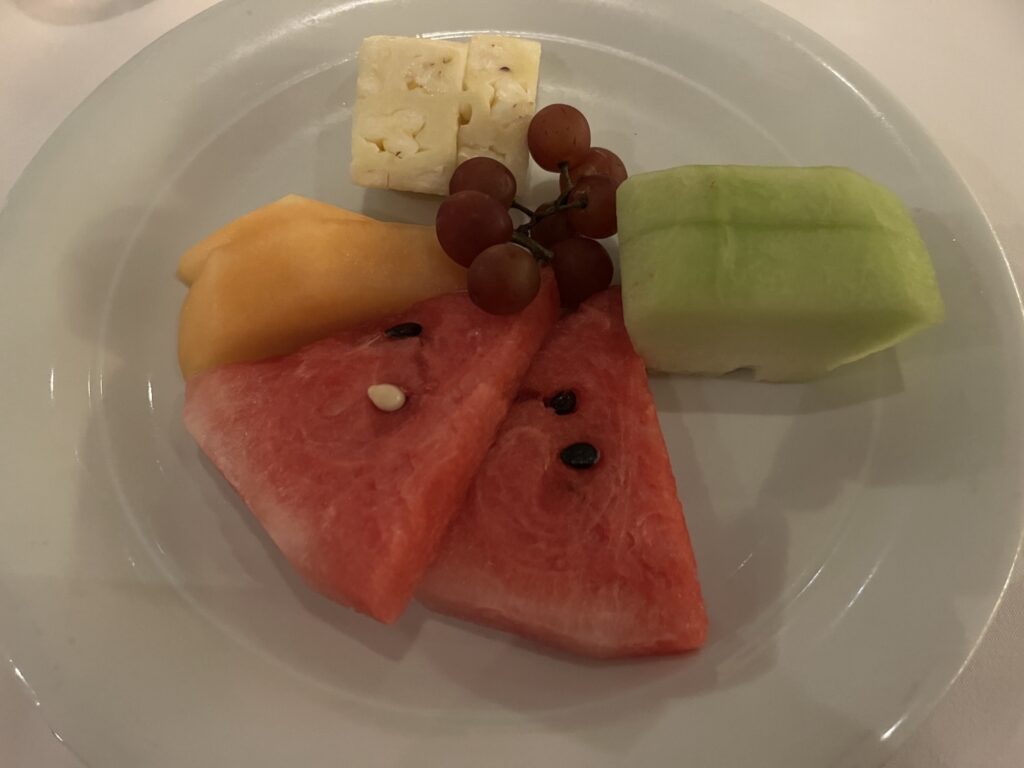 Fruit plate from the main dining room on Norwegian Sky