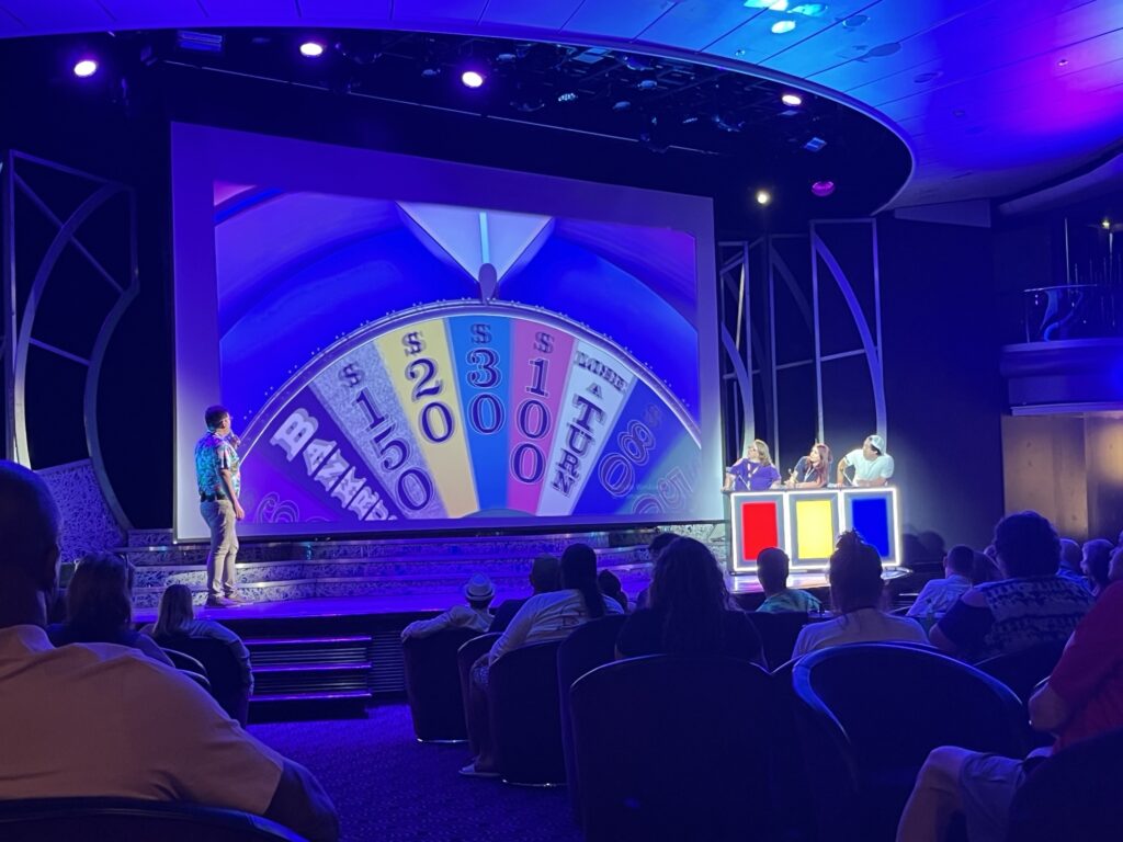 Wheel of Fortune being played on Norwegian Sky