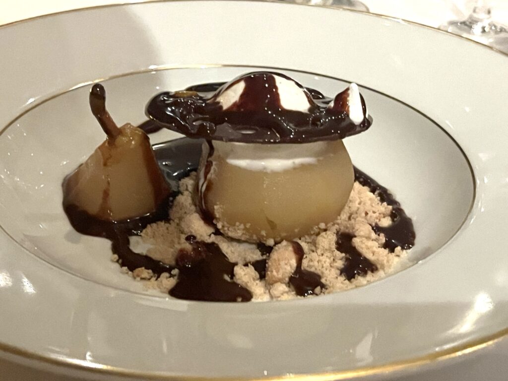 Fortified Wine Poached Pear from Le Bistro on Norwegian Sky