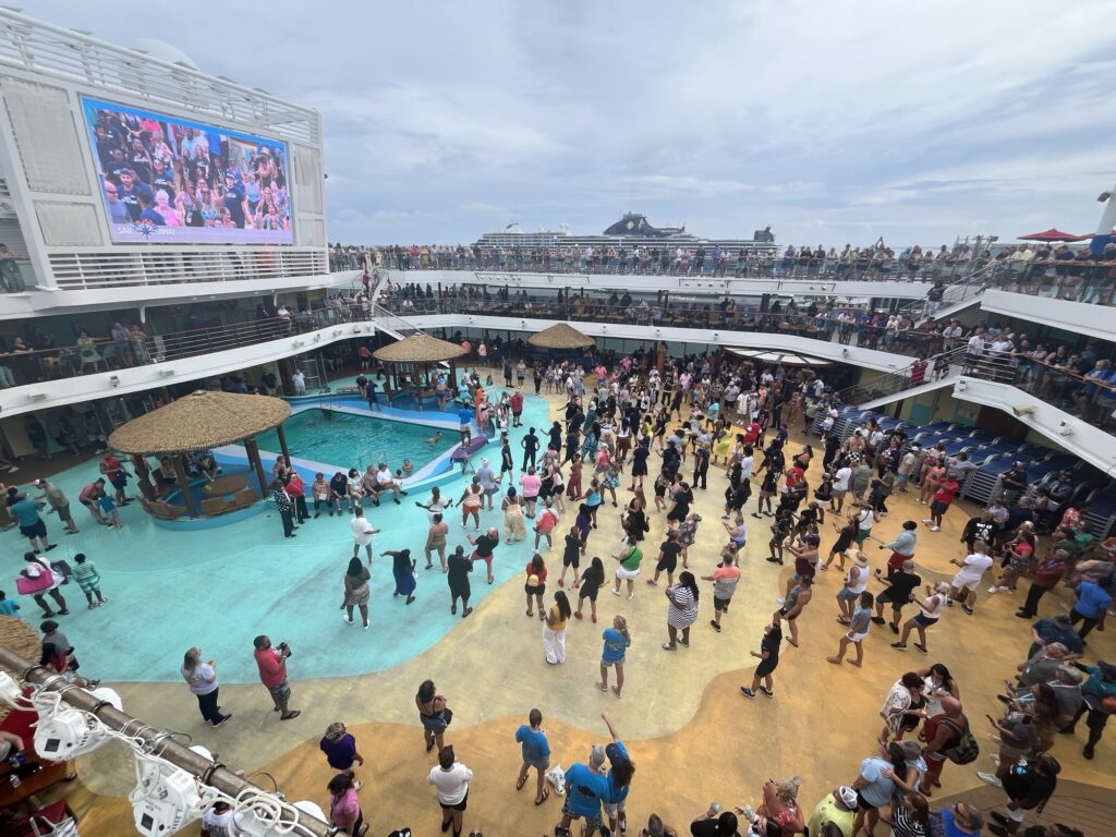 Sail Away Party on the Carnival Vista in the rain