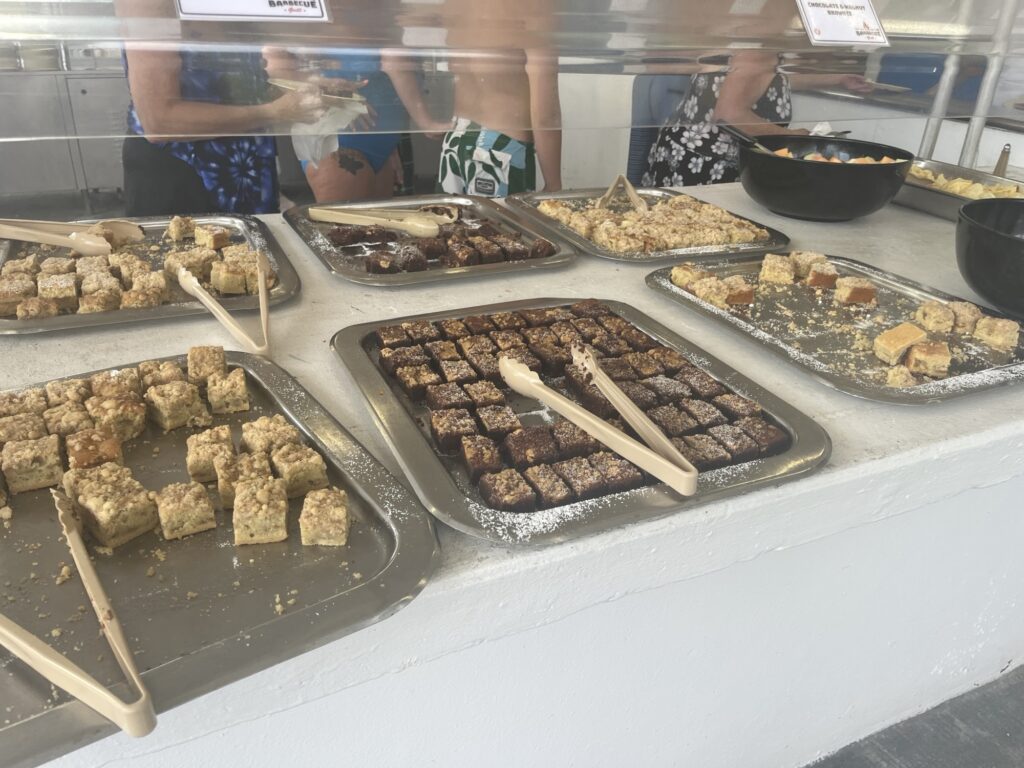 Peek at some of the items on the buffet at Half Moon Cay