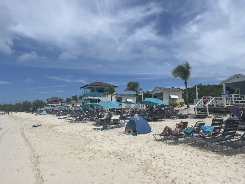 You can rent cabanas on the beach in Half Moon Cay