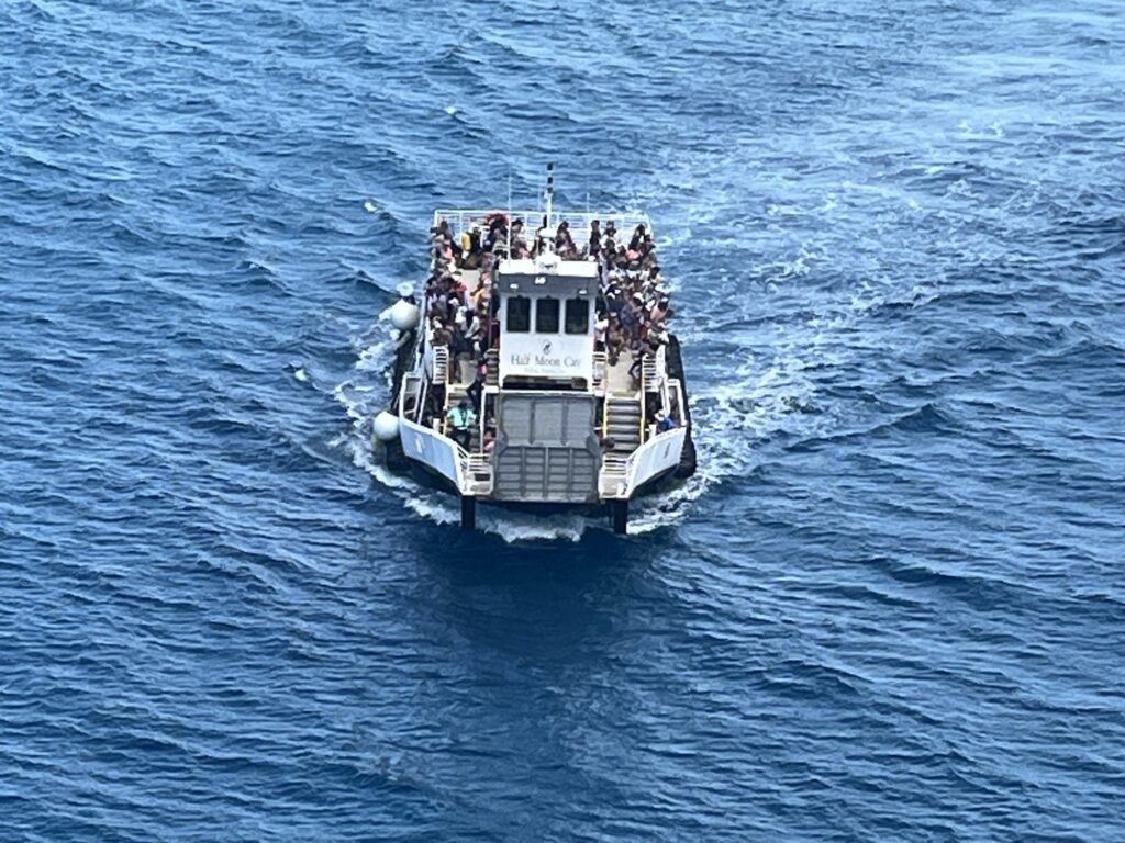 Half Moon Cay tender boat with the Holland America Line logo