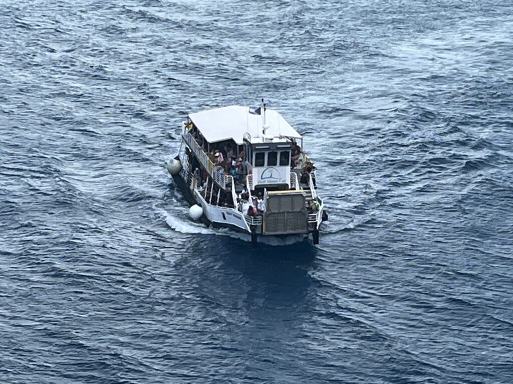 Half Moon Cay tender boat sporting the new Half Moon Cay logo