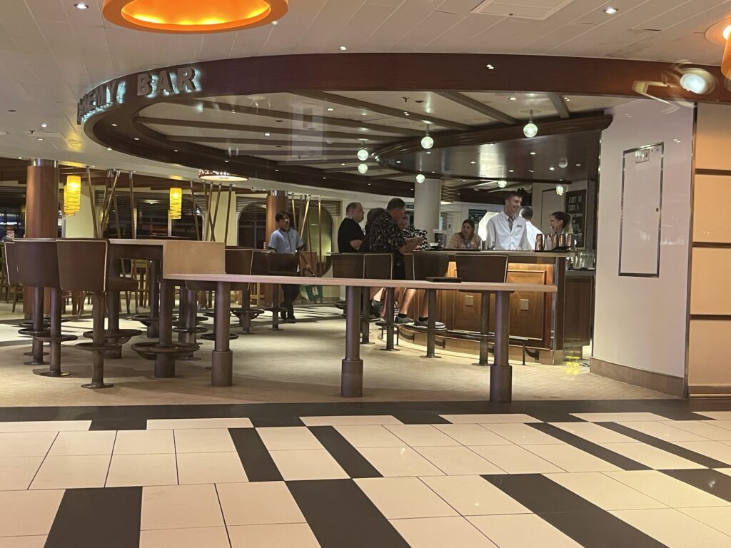 My view of the nearly empty Alchemy Bar from the steakhouse on Carnival Vista