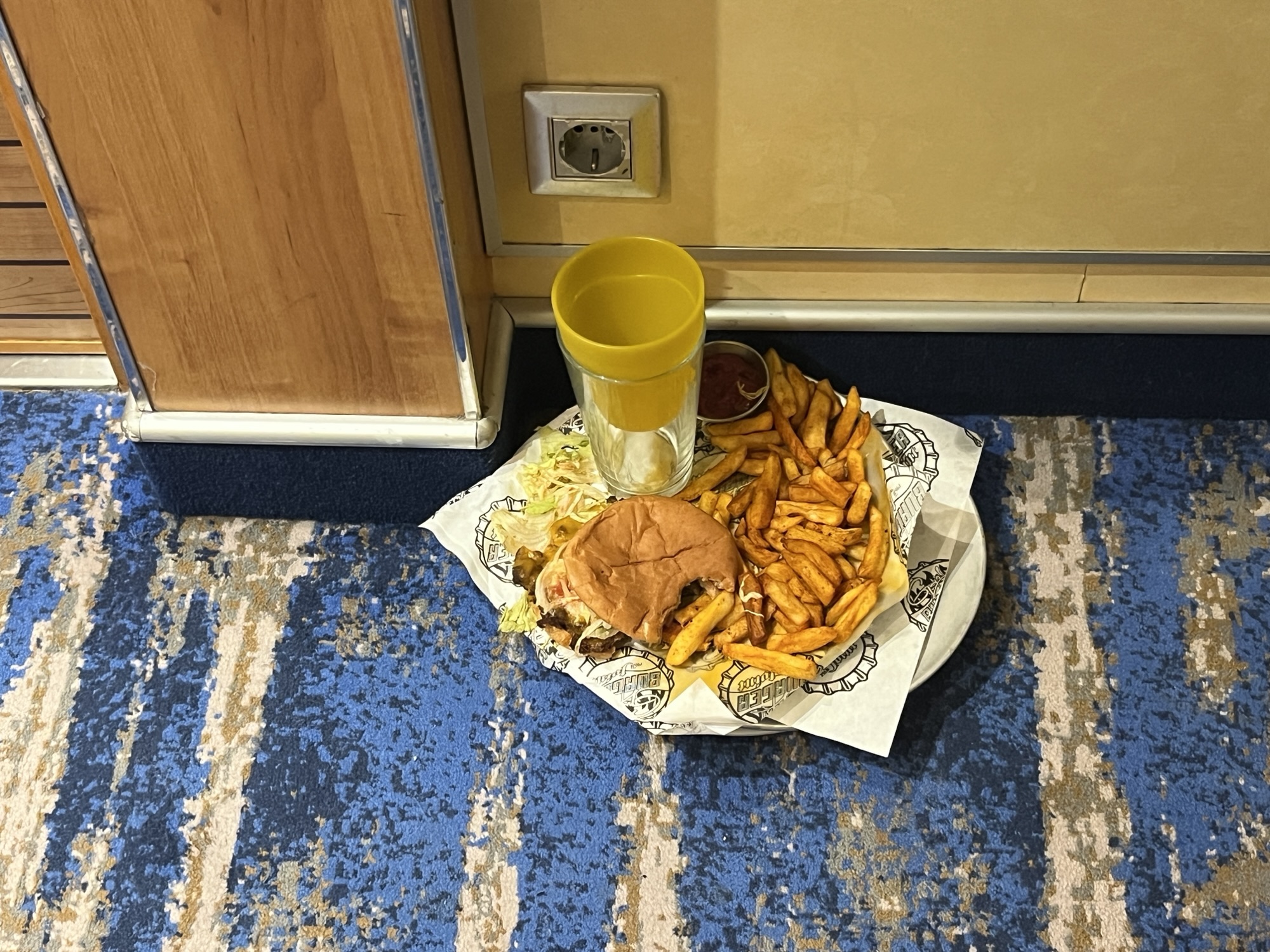 Food left out in the hallway on the Carnival Vista