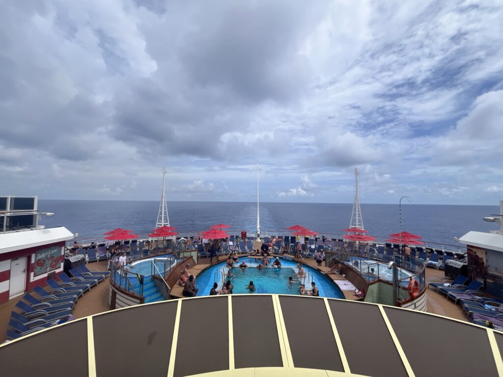 Aft pool on a sea day on Carnival Vista