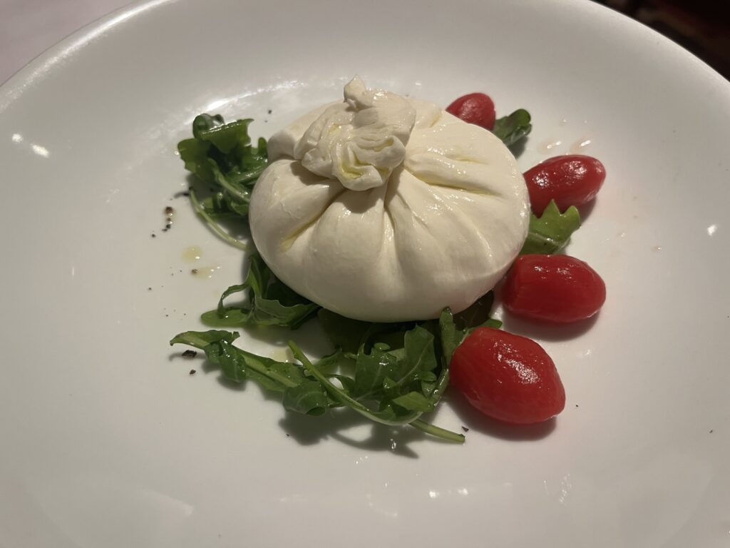 Burrata from Cucina del Capitano on Carnival Vista