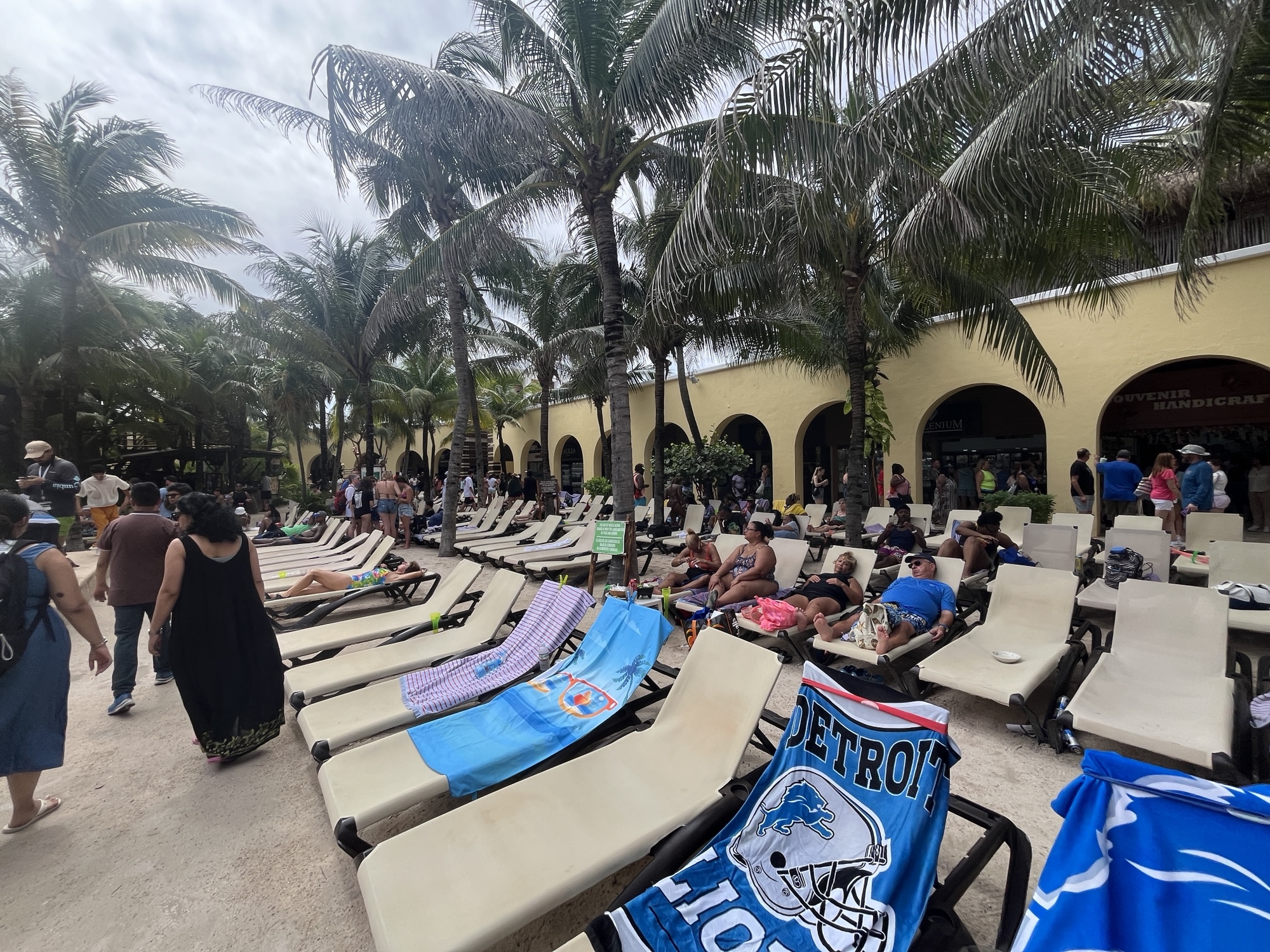 Lounge chairs along the pool in Costa Maya