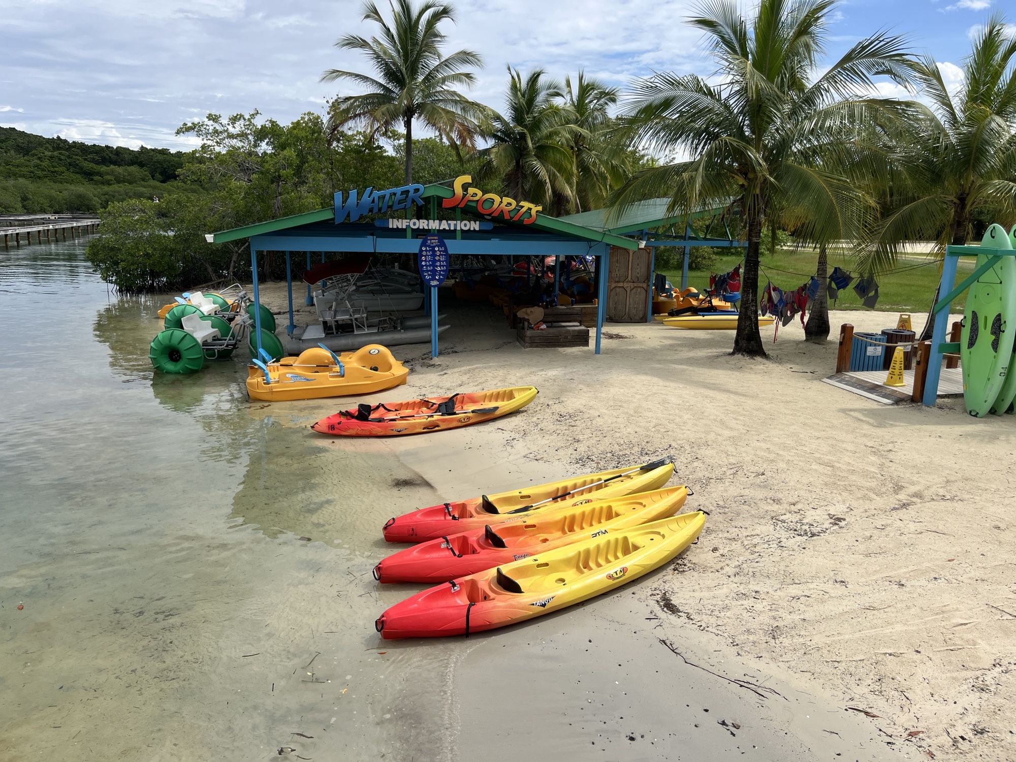 Kayaks for rent at Mahogany Bay