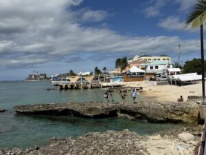 A very small beach area at the port in Georgetown, Grand Cayman