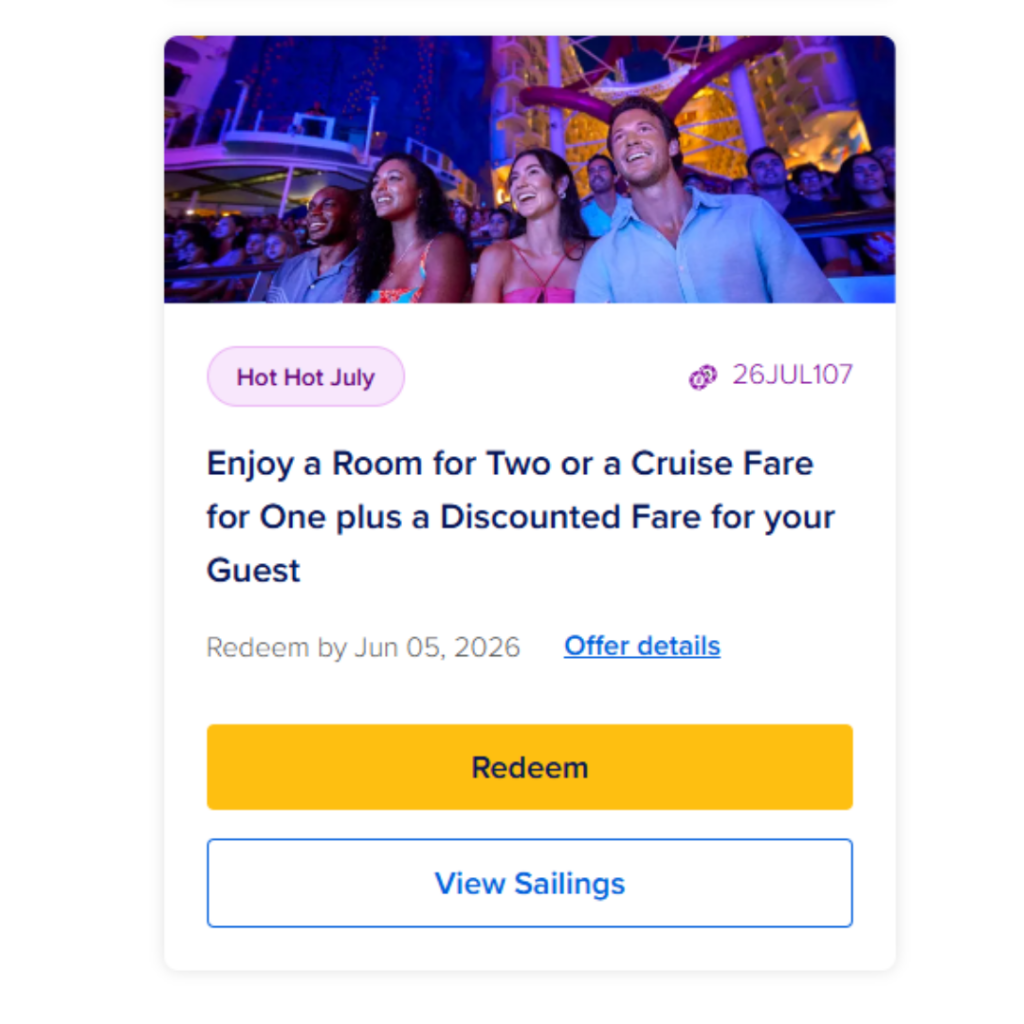 Royal Caribbean Club Royale offer example