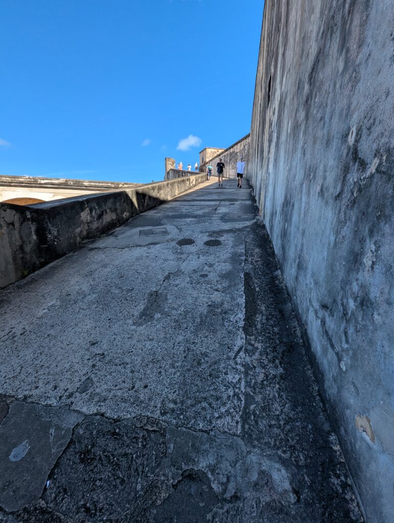 Steep ramps leading to the top of Castillo San Christobal