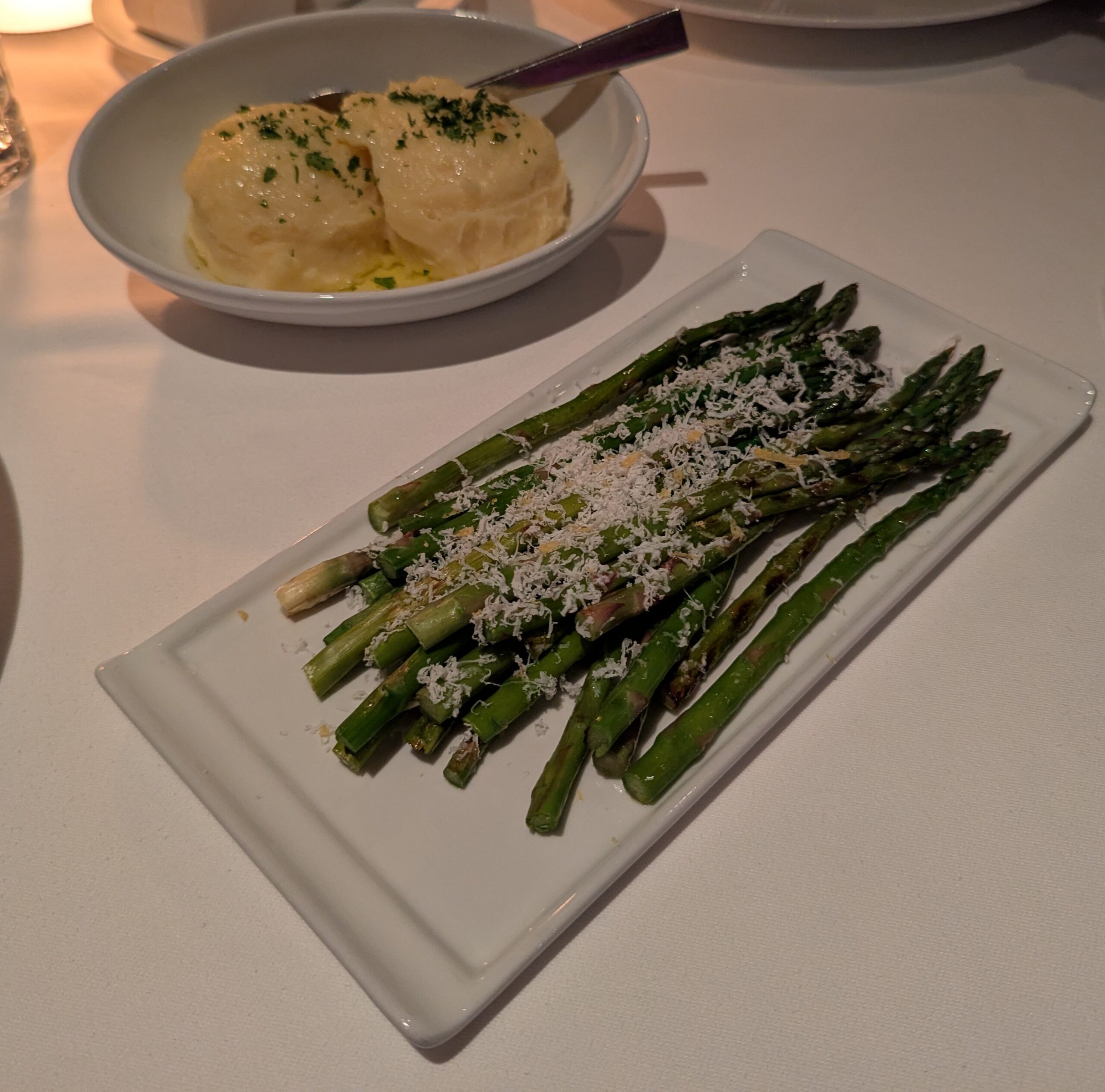 Grilled Asparagus and Whipped Yukon Gold Potato Puree from Palo