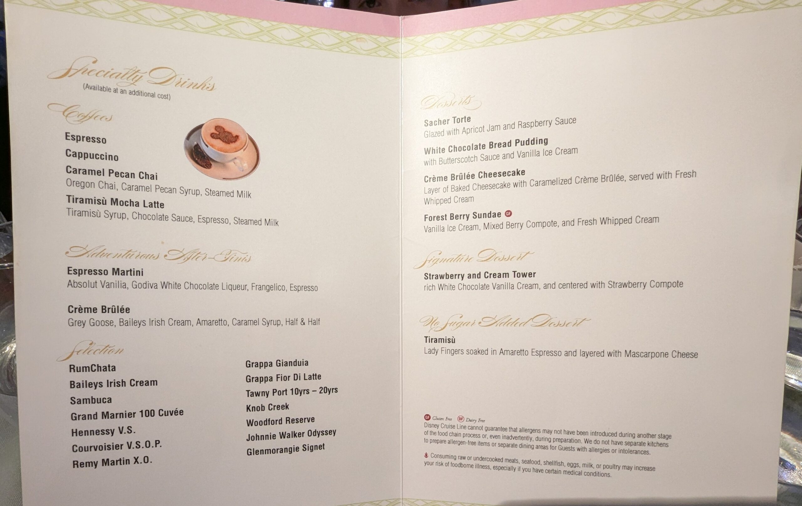 Dessert Menu from Enchanted Garden