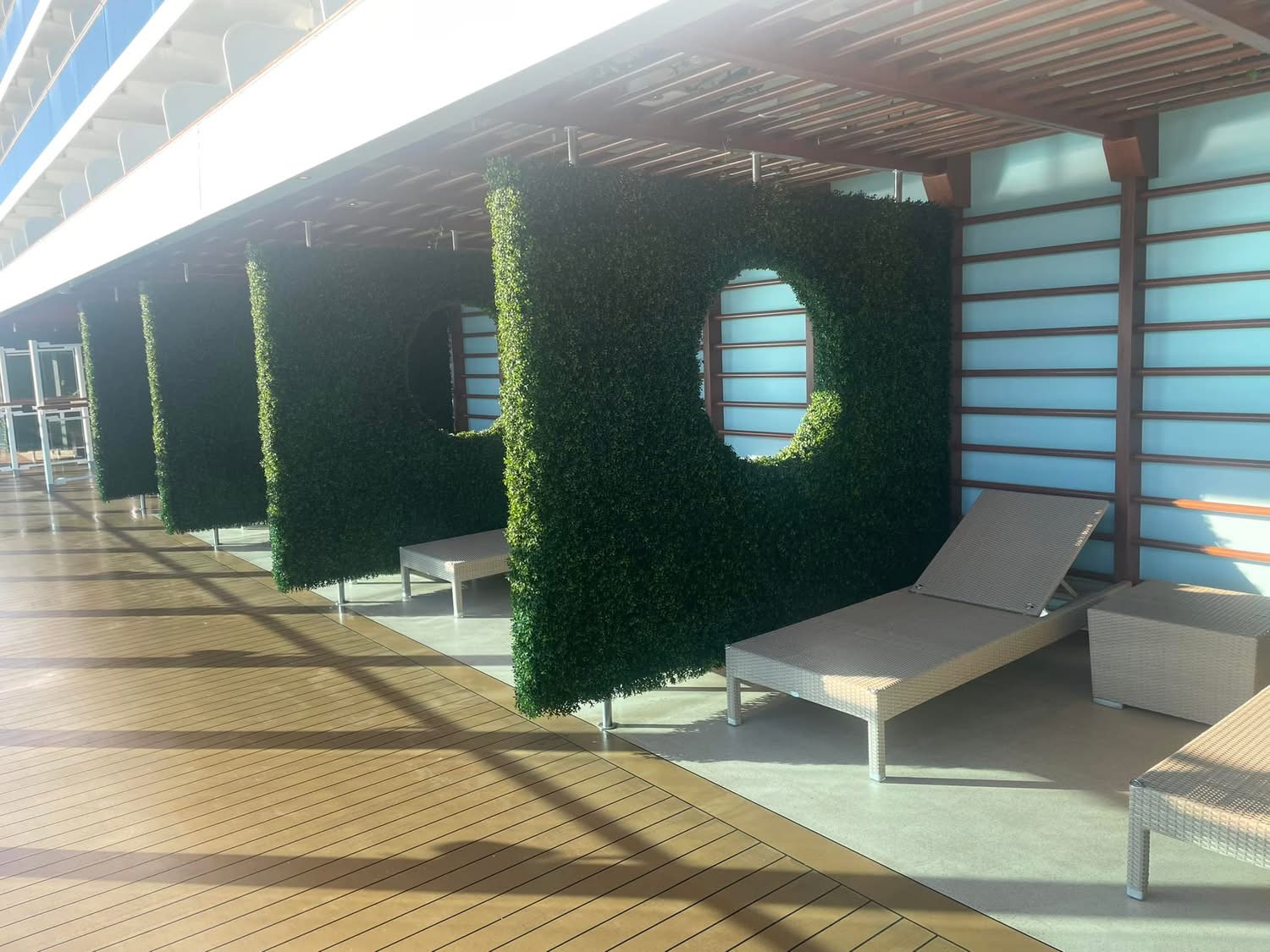 These cozy cabanas can be found along deck 5 and are free to use.  