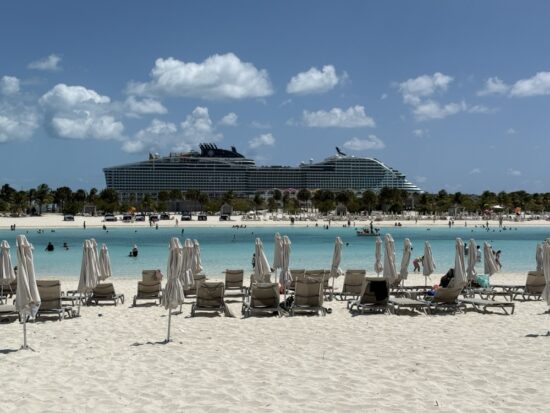 A view of South Beach from Pineapple Beach on Ocean Cay