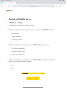 Brightline survey question