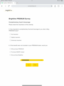 Brightline survey question