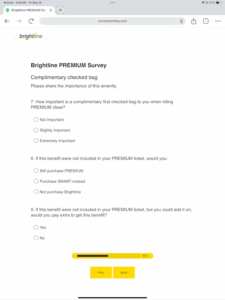 Brightline survey question
