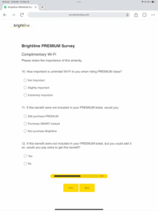 Brightline survey question