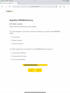 Brightline survey question