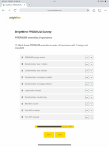 Brightline survey question