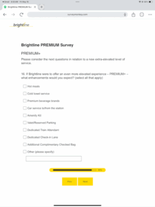 Brightline survey question