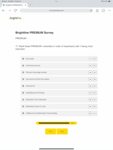 Brightline survey question