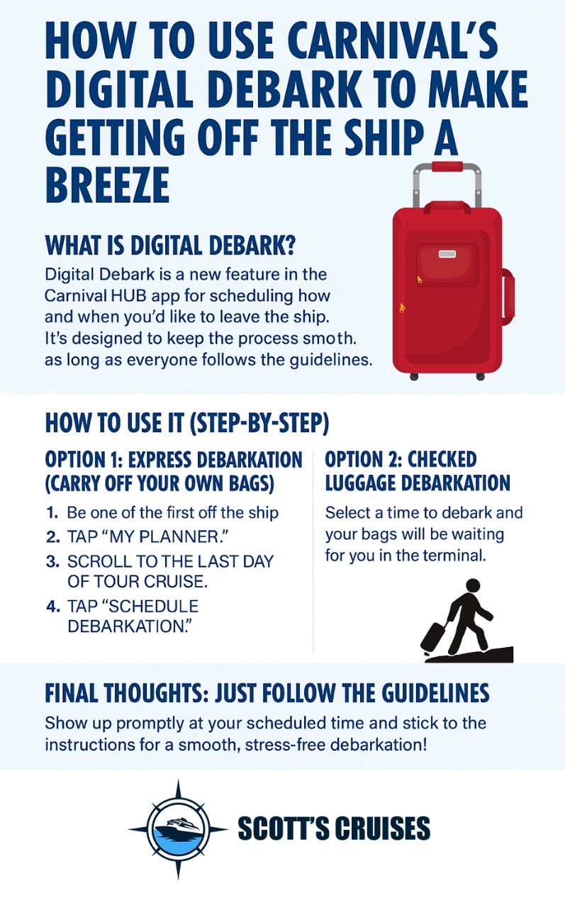 Digital debark instructions in graphical form