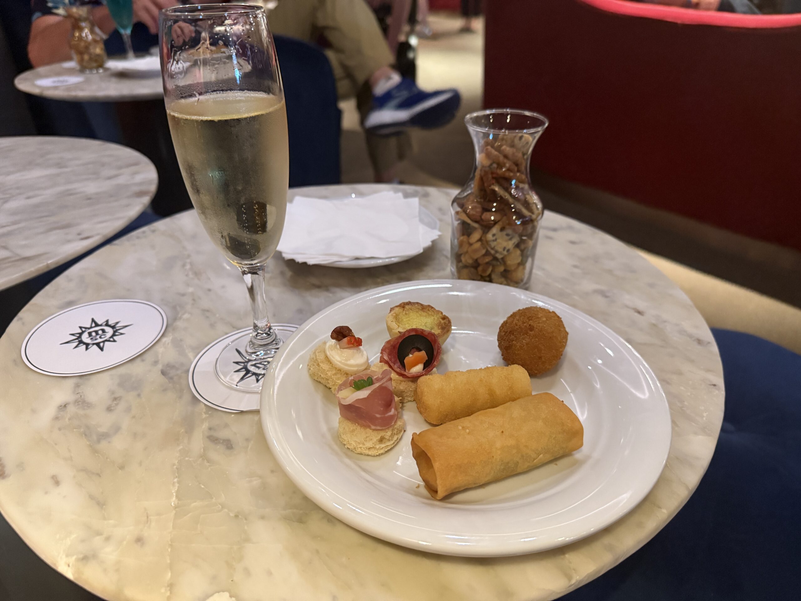 Champagne and nibbles during the Diamond / Blue Diamond reception on MSC Seashore