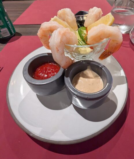 Shrimp cocktail at The Butcher's Cut on MSC World America