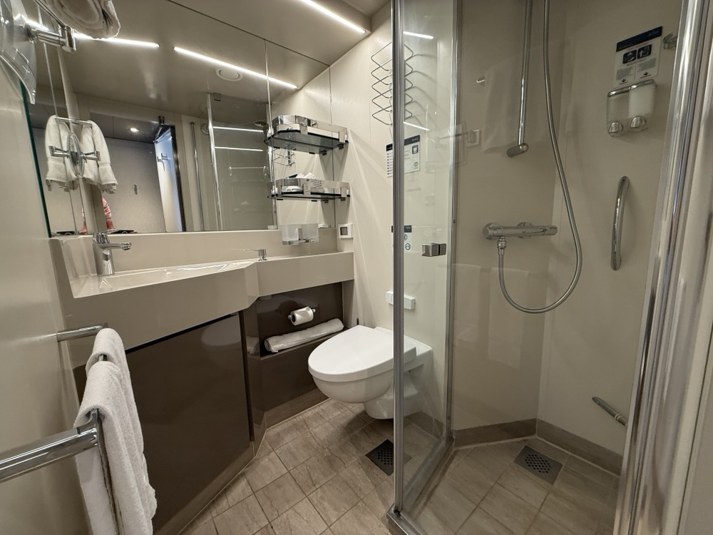 Bathroom in Stateroom 9254 on MSC Seashore