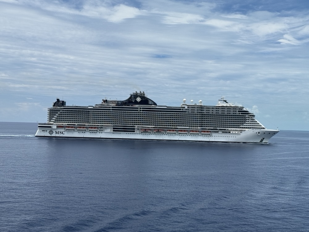 MSC Seaside arriving at Ocean Cay on July 22, 2025