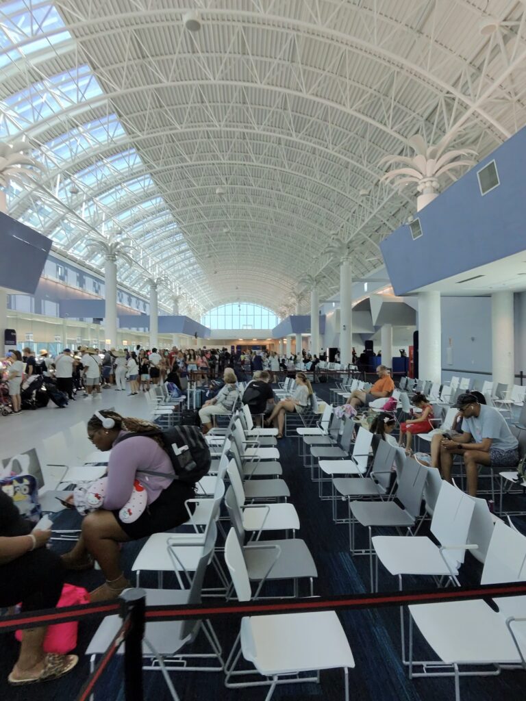Terminal check-in area at Port Canaveral for MSC Seashore