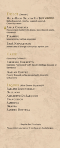 Cucina del Capitano Menu on Carnival Celebration (8/25)