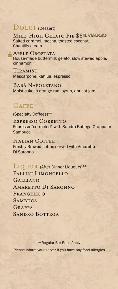 Cucina del Capitano Menu on Carnival Celebration (8/25)