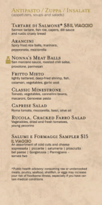 Cucina del Capitano Menu on Carnival Celebration (8/25)