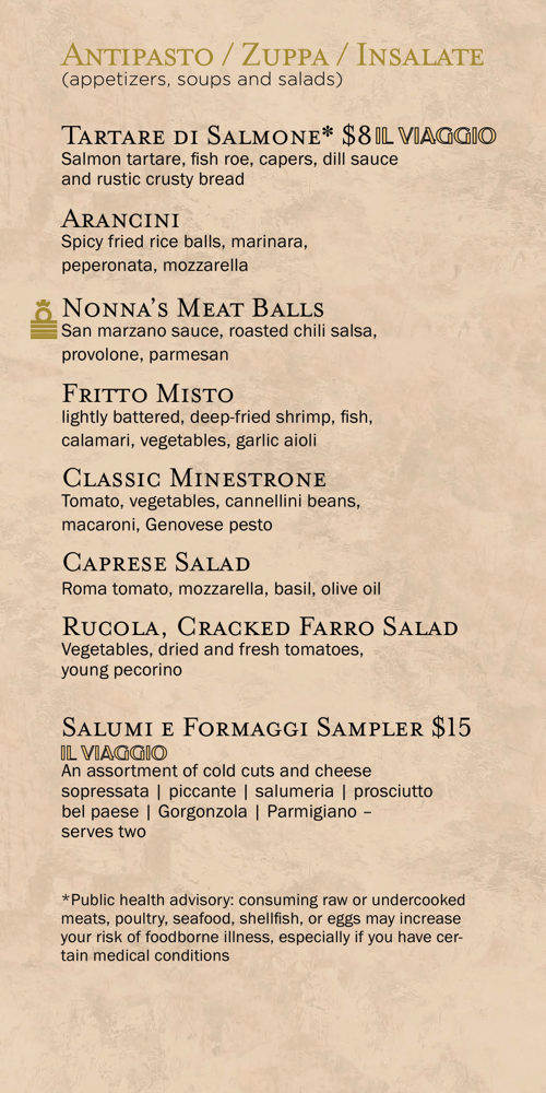 Cucina del Capitano Menu on Carnival Celebration (8/25)