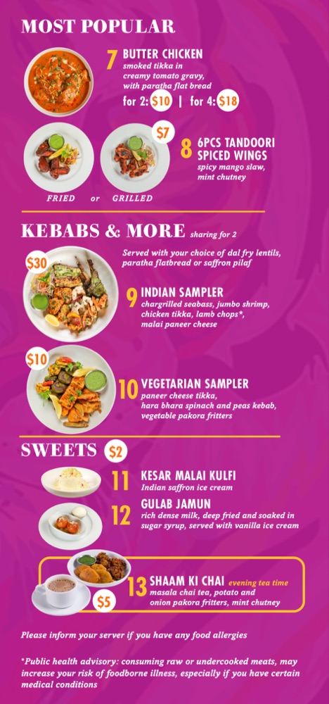 Masala Tiger Menu on Carnival Celebration