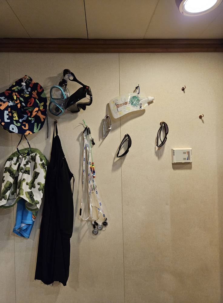 Hooks on a stateroom wall